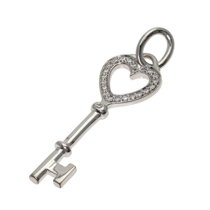 TIFFANY&Co. Heart Key Diamond Pendant top K18 White Gold Ladies [Used]