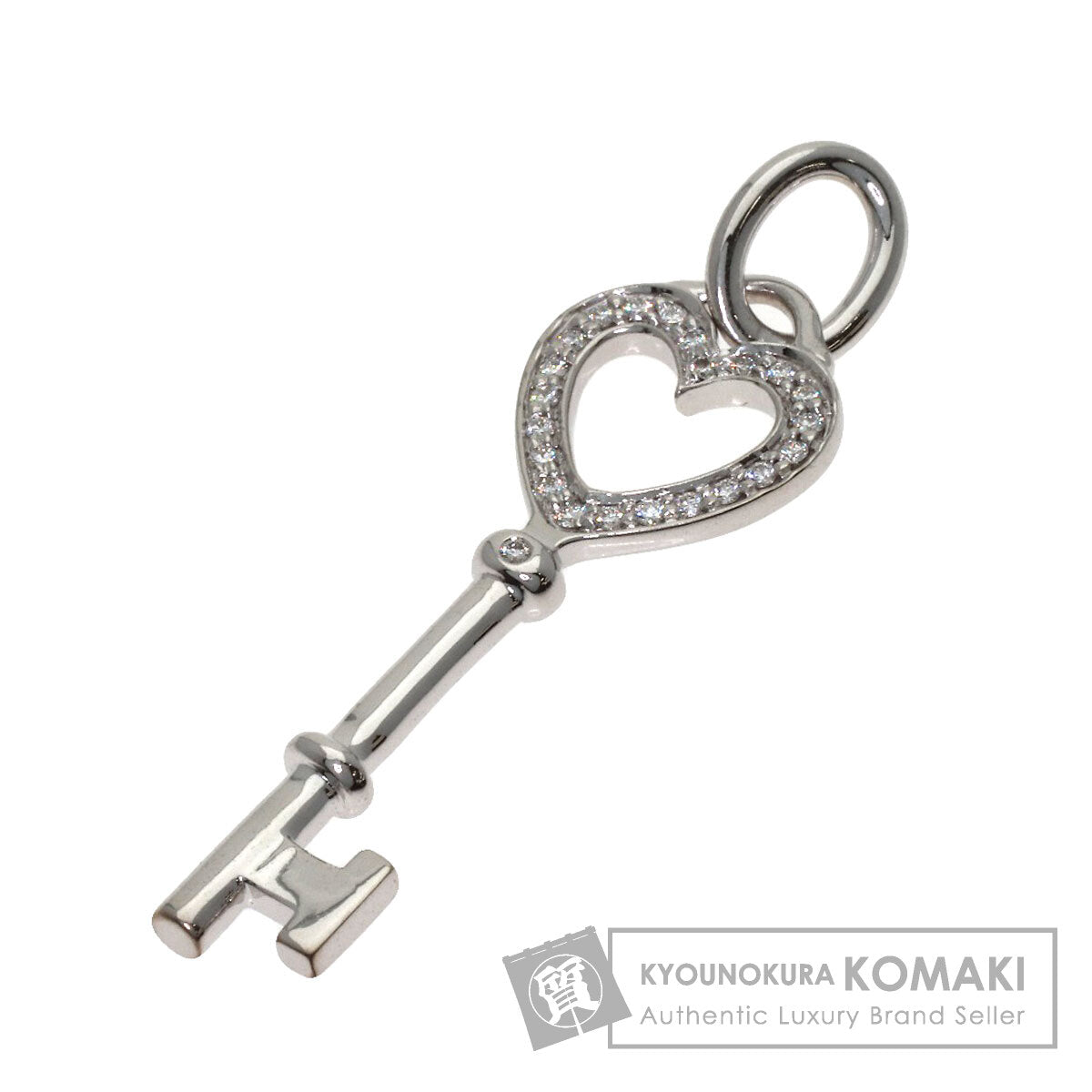 TIFFANY&Co. Heart Key Diamond Pendant top K18 White Gold Ladies [Used]