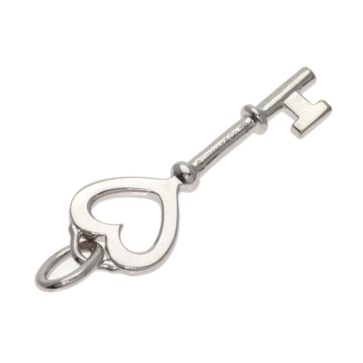 TIFFANY&Co. Heart Key Diamond Pendant top K18 White Gold Ladies [Used]