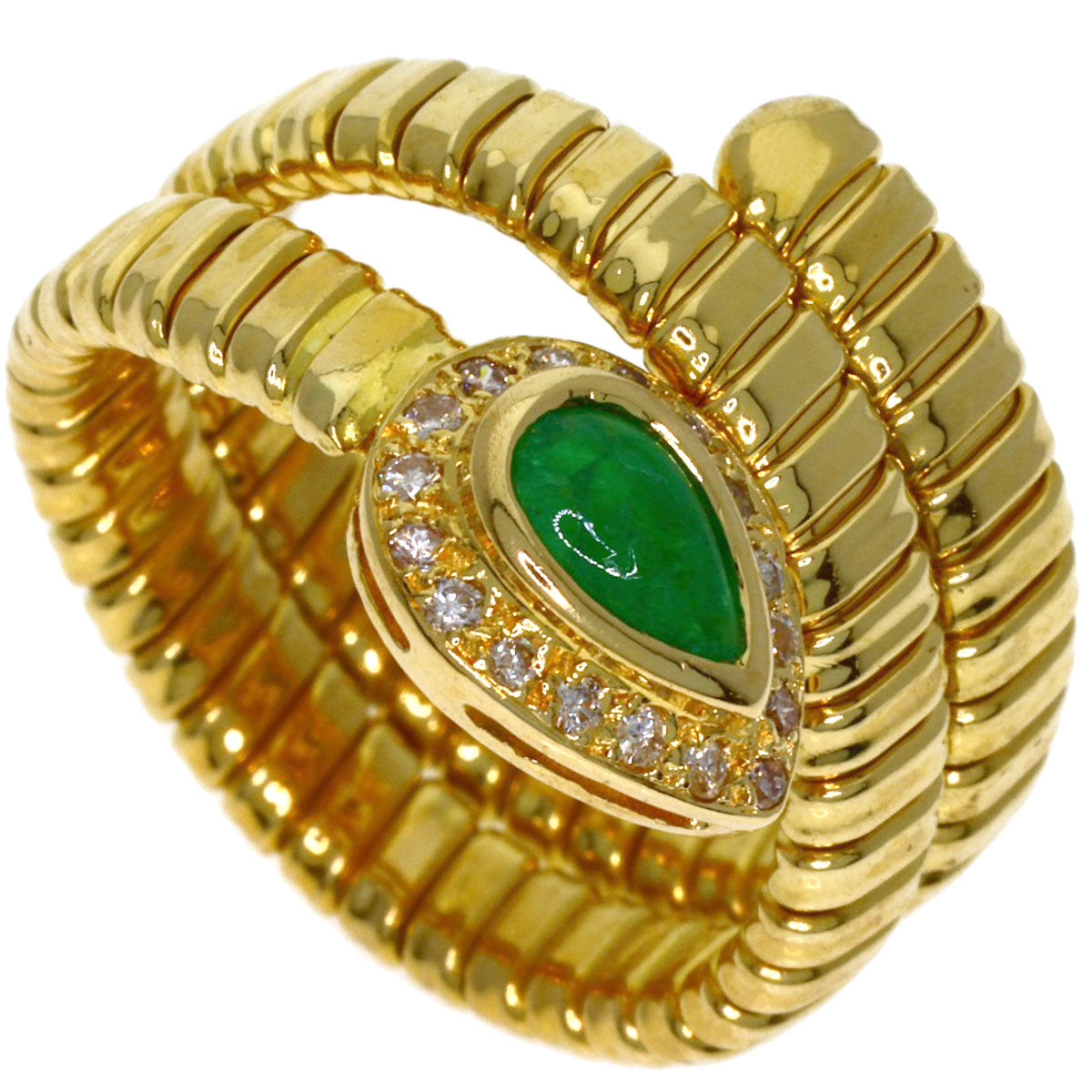 Emerald Diamond Ring K18 Yellow Gold 8.5g　Ladies