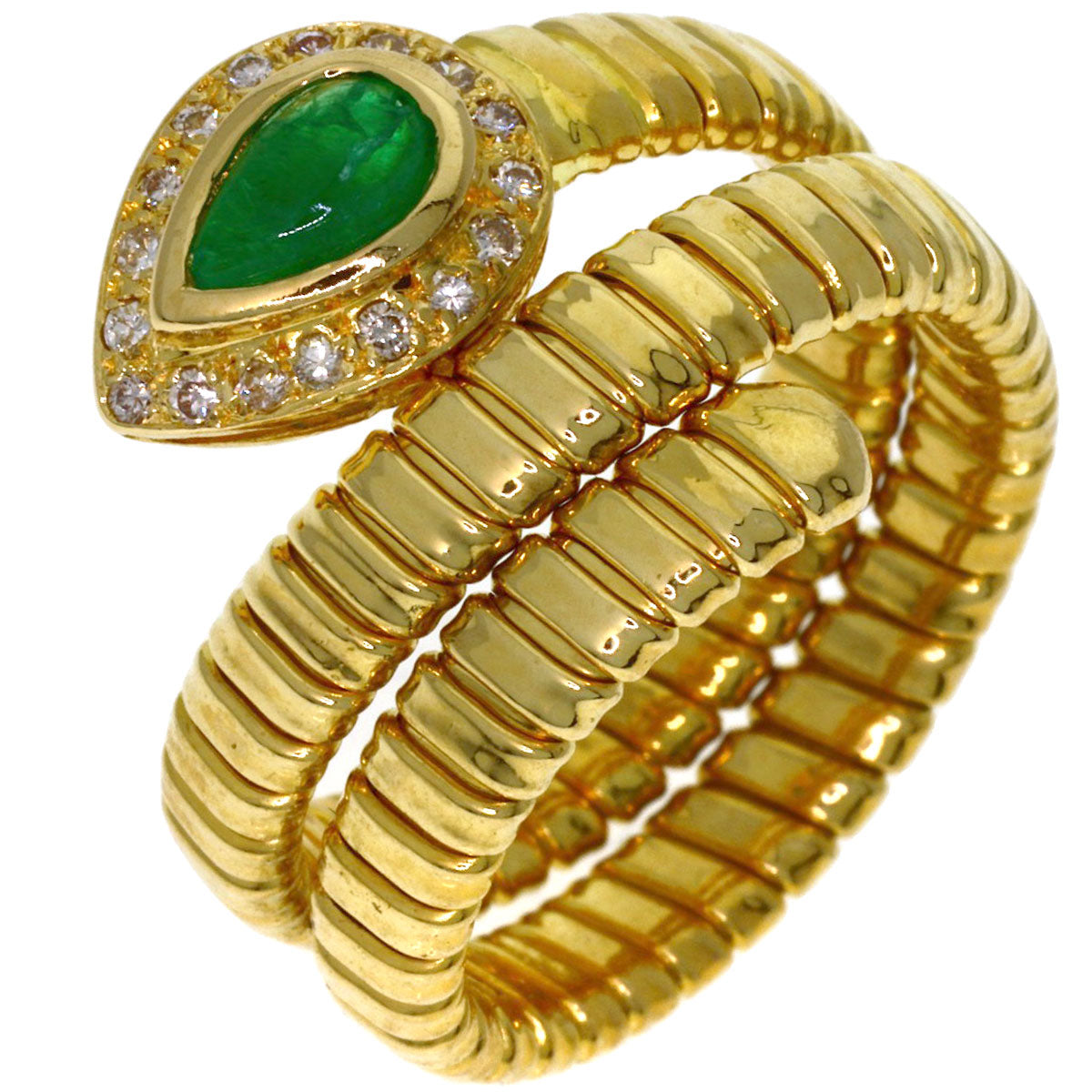 Emerald Diamond Ring K18 Yellow Gold 8.5g　Ladies