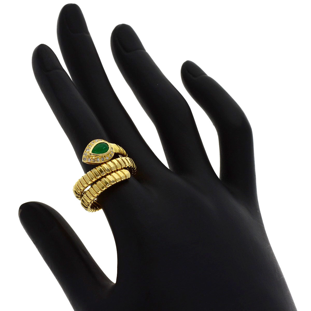 Emerald Diamond Ring K18 Yellow Gold 8.5g　Ladies