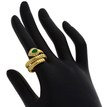 Emerald Diamond Ring K18 Yellow Gold 8.5g　Ladies