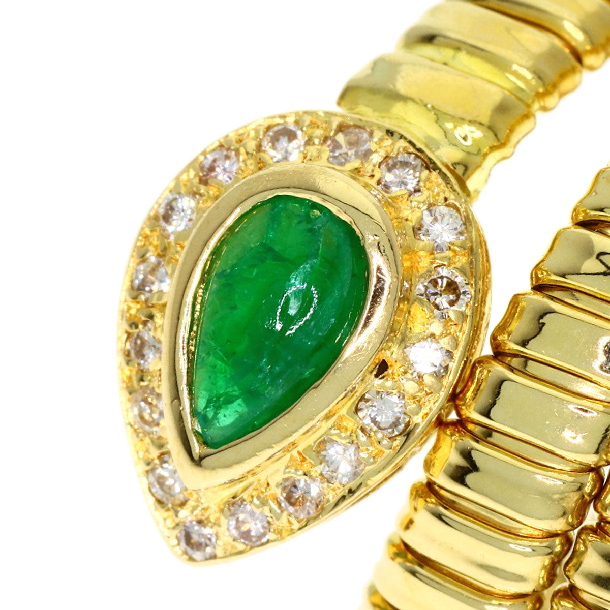 Emerald Diamond Ring K18 Yellow Gold 8.5g　Ladies