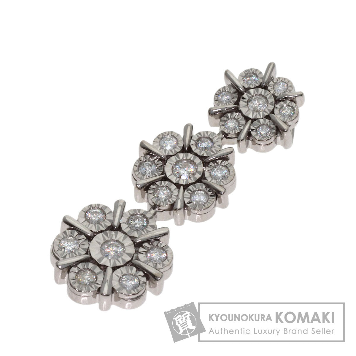 0.5ct Flower motif Diamond Pendant top K18 White Gold 5.8g　Ladies