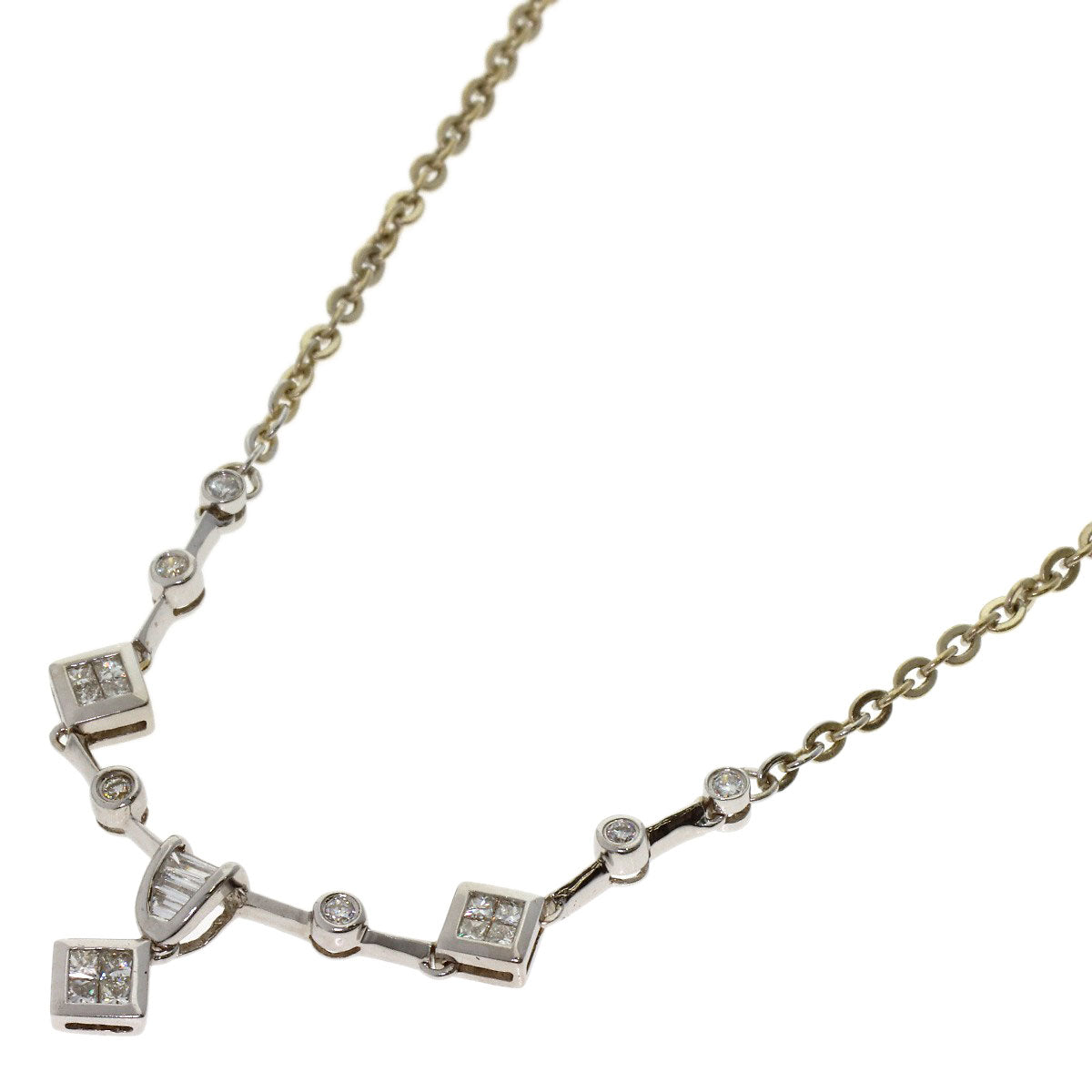 0.54ct Diamond Necklace K18 White Gold 7.09g　Ladies
