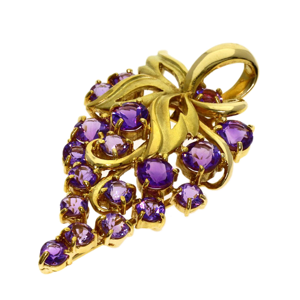 Grape motif Amethyst Pendant top K18 Yellow Gold 5.38g　Ladies