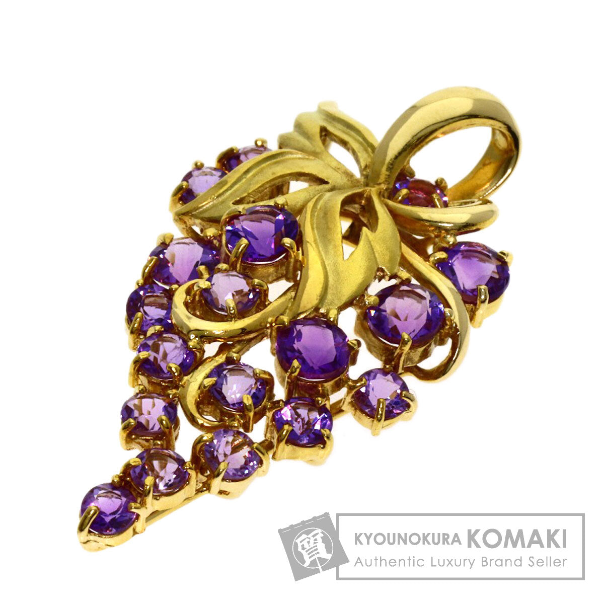 Grape motif Amethyst Pendant top K18 Yellow Gold 5.38g　Ladies