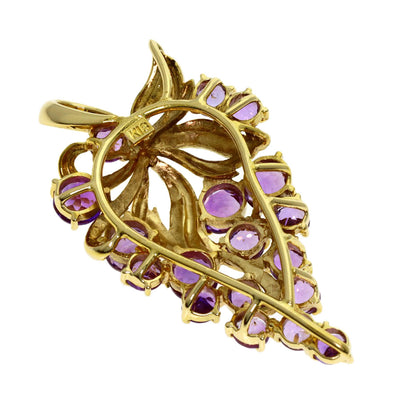 Grape motif Amethyst Pendant top K18 Yellow Gold 5.38g　Ladies