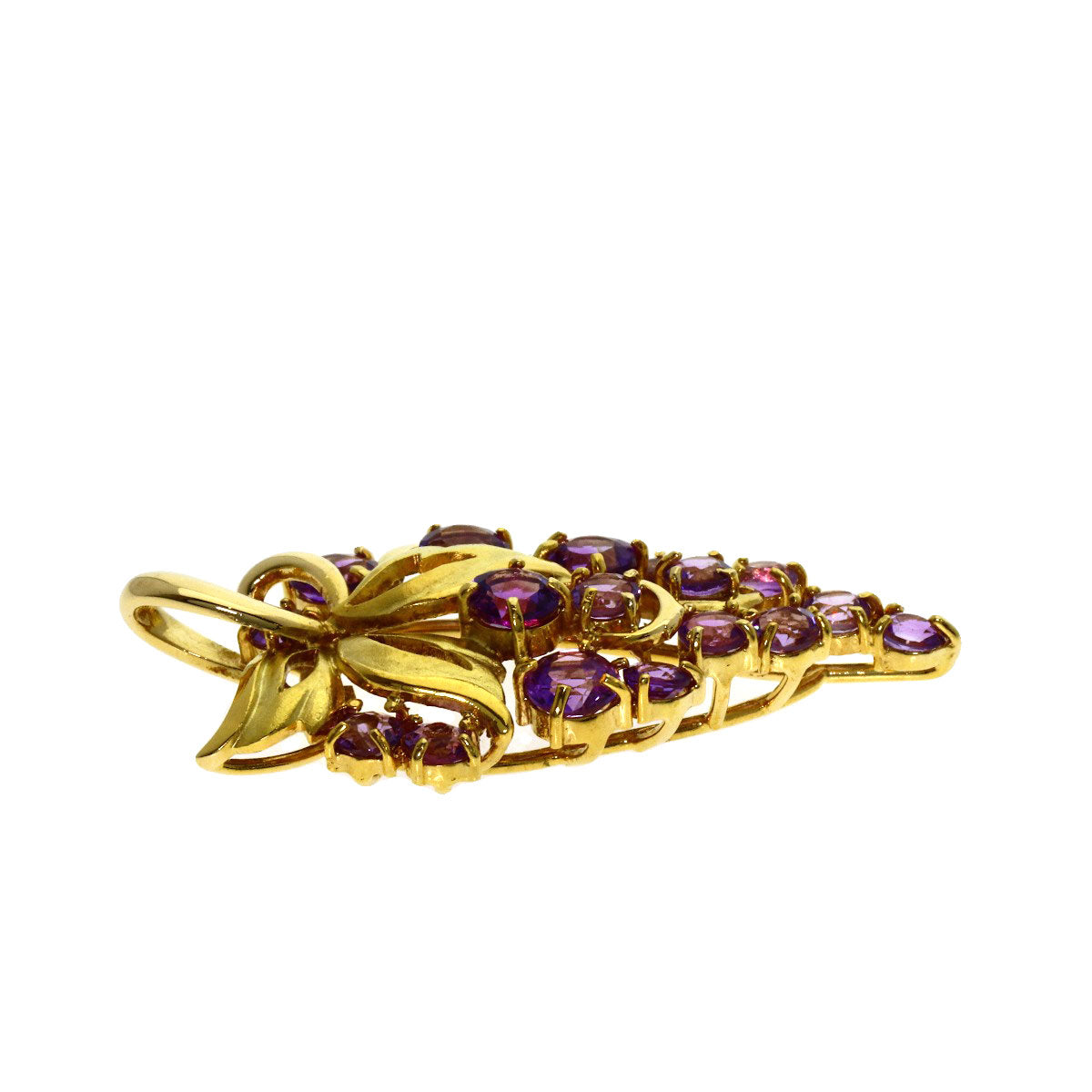 Grape motif Amethyst Pendant top K18 Yellow Gold 5.38g　Ladies