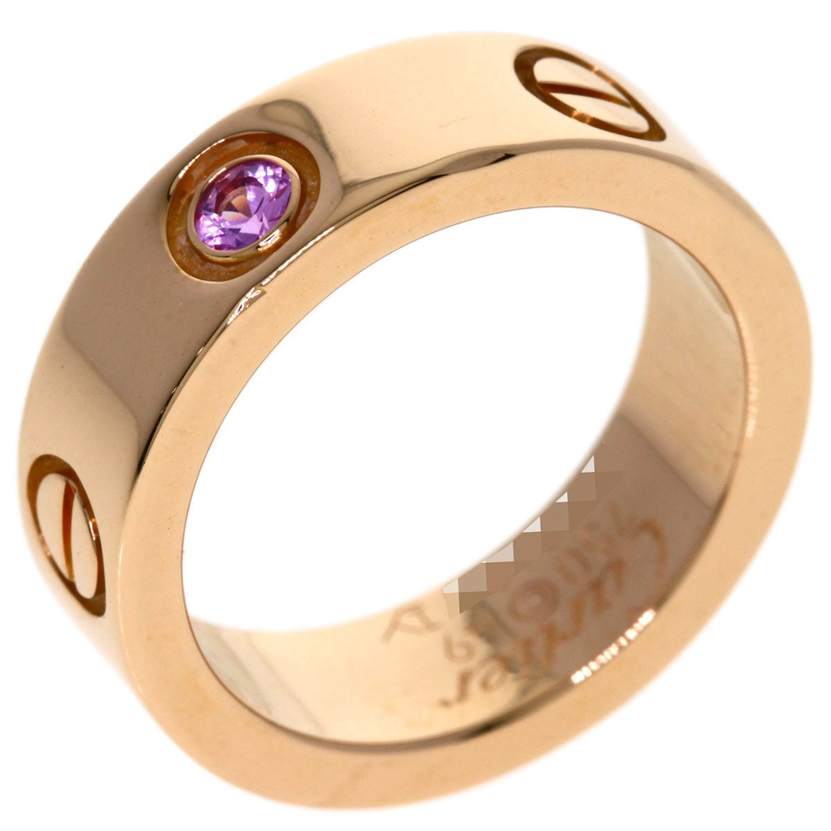 CARTIER Love Ring 1P Pink Sapphire #49 Ring K18 Pink Gold Ladies [Used]