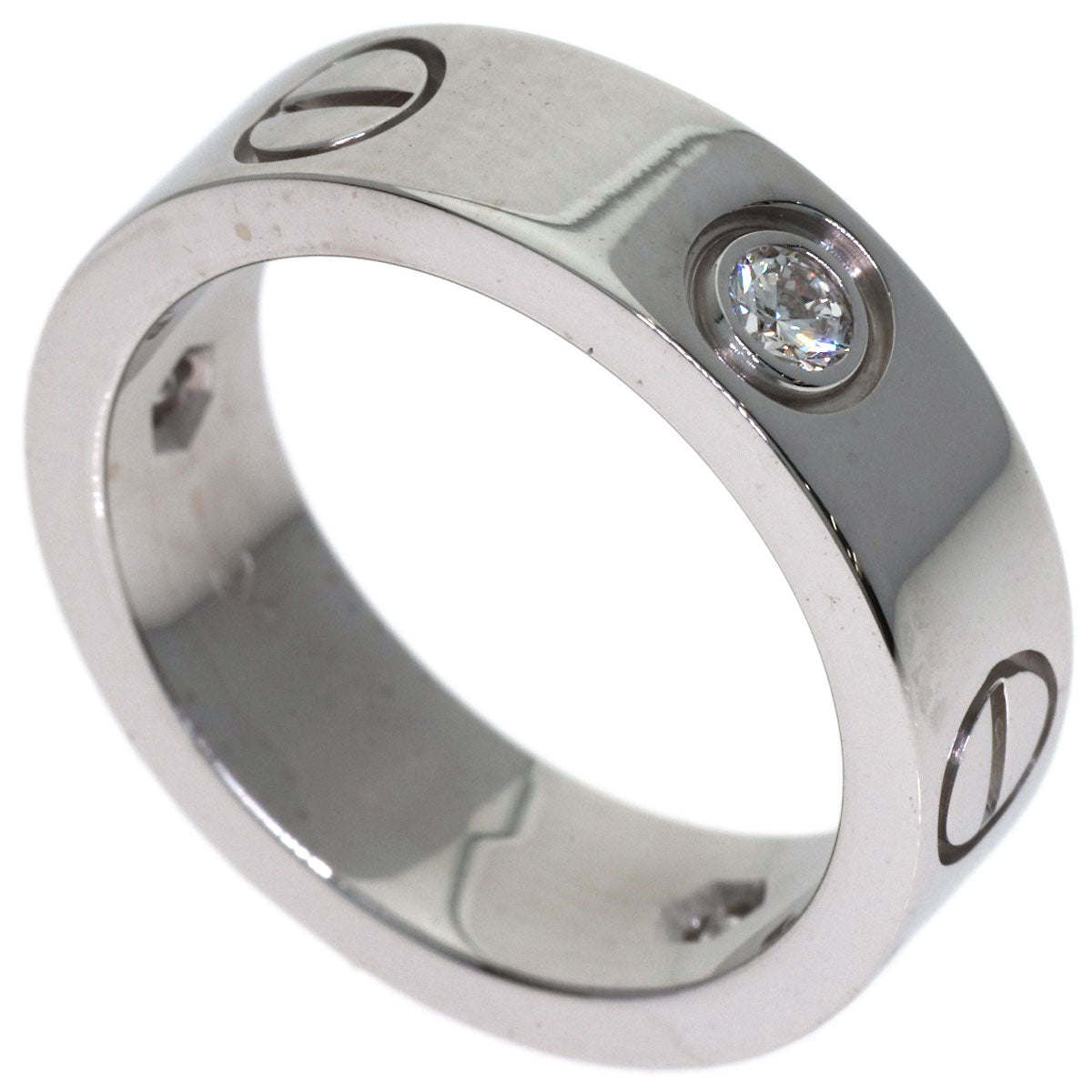 CARTIER love ring half diamond # 48 Ring K18 White Gold Ladies [Used]