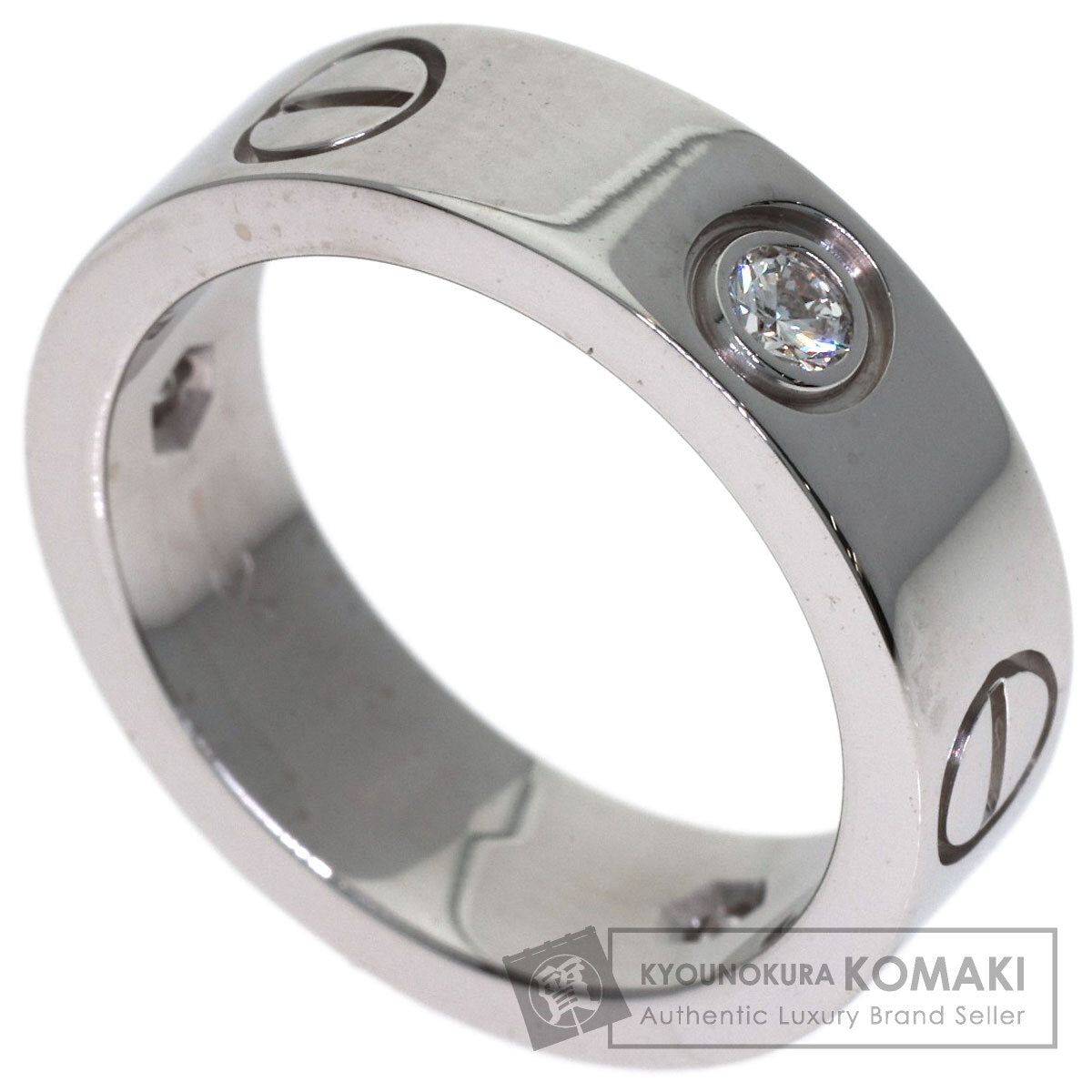 CARTIER love ring half diamond # 48 Ring K18 White Gold Ladies [Used]