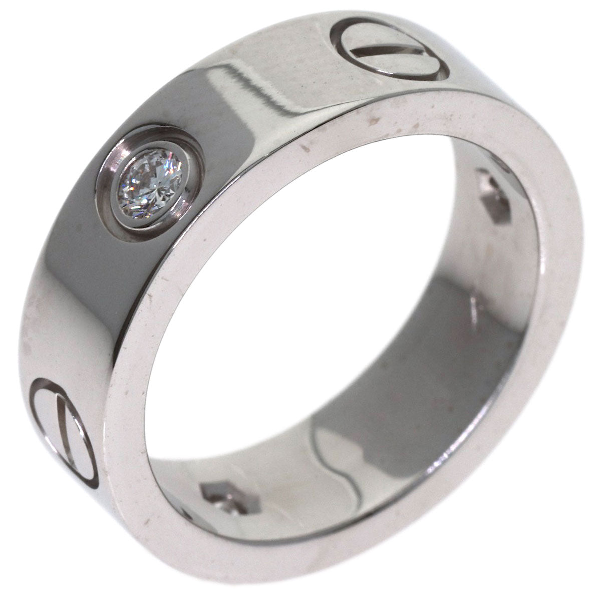 CARTIER love ring half diamond # 48 Ring K18 White Gold Ladies [Used]