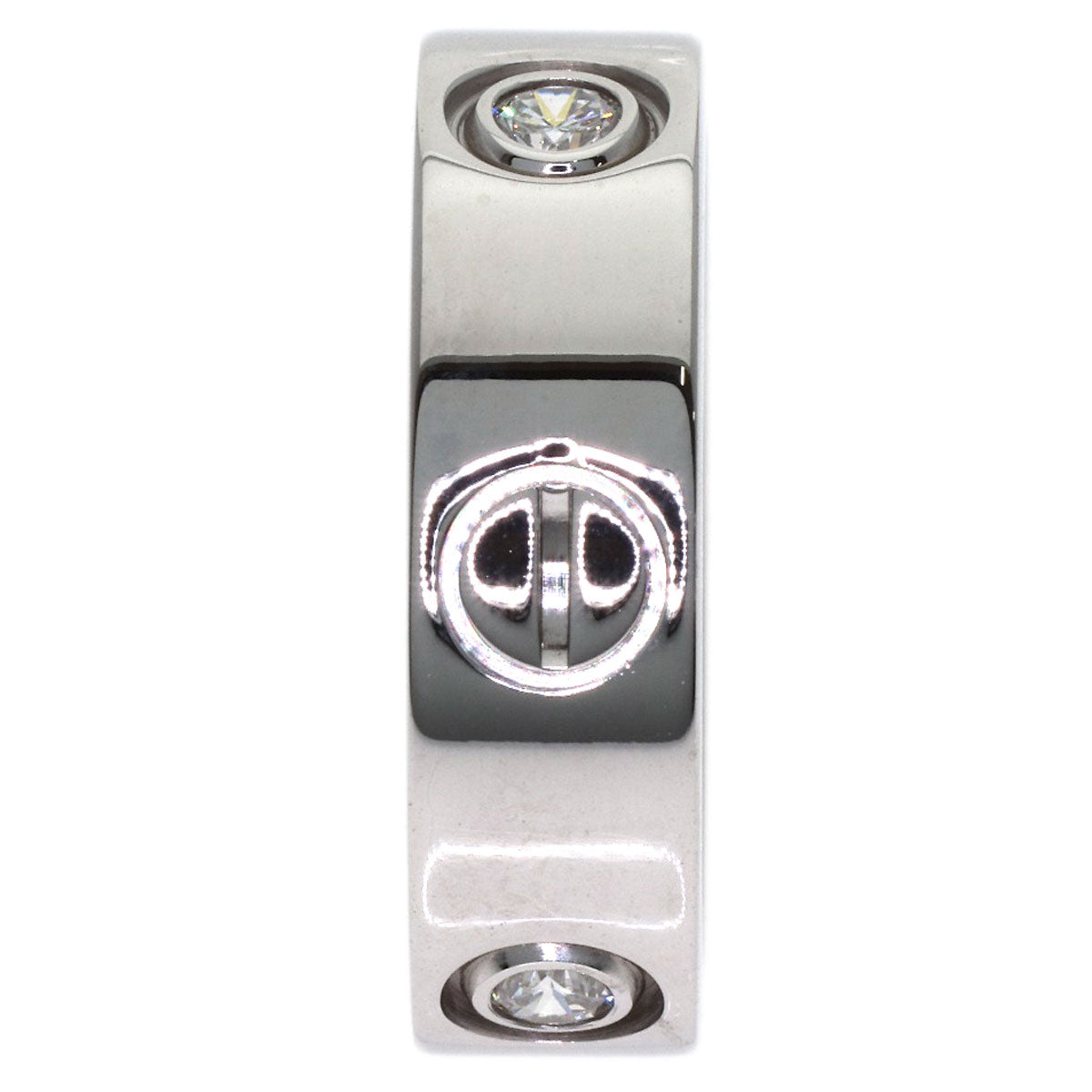 CARTIER love ring half diamond # 48 Ring K18 White Gold Ladies [Used]