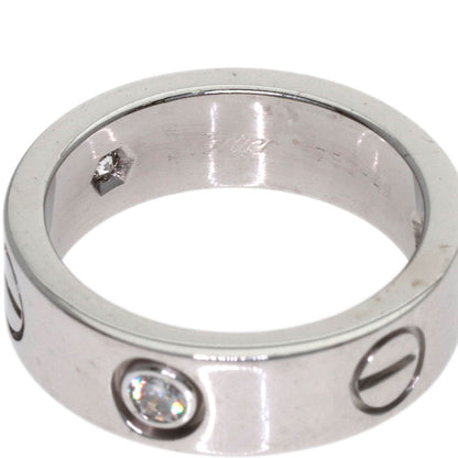 CARTIER love ring half diamond # 48 Ring K18 White Gold Ladies [Used]