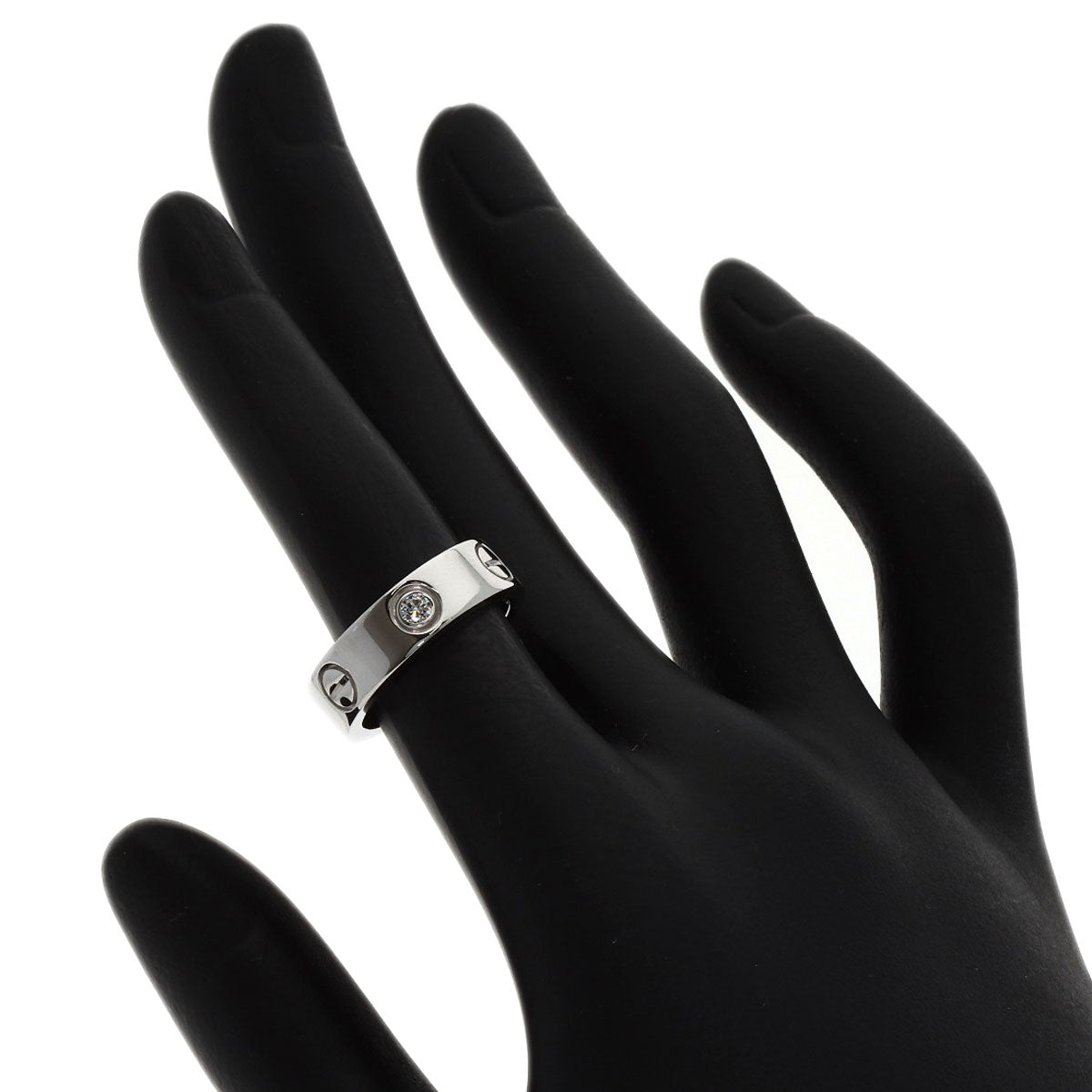 CARTIER love ring half diamond # 48 Ring K18 White Gold Ladies [Used]