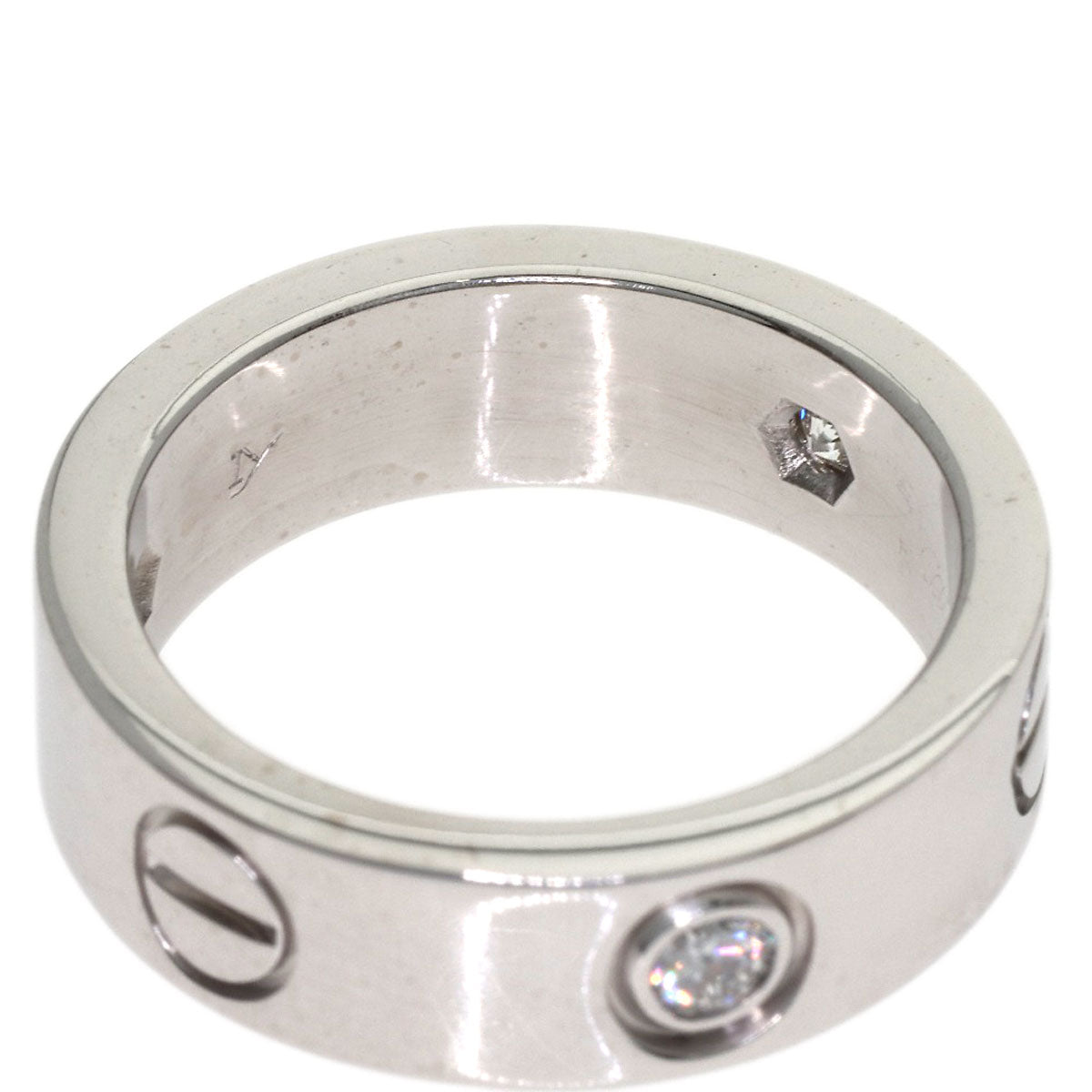 CARTIER love ring half diamond # 48 Ring K18 White Gold Ladies [Used]