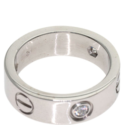 CARTIER love ring half diamond # 48 Ring K18 White Gold Ladies [Used]