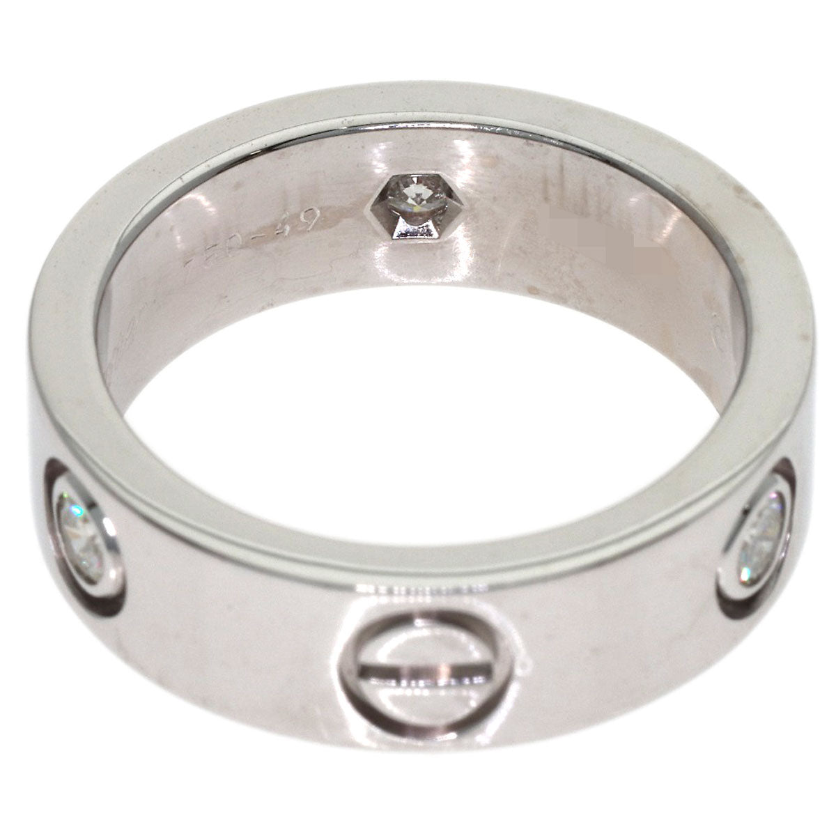 CARTIER love ring 3P Diamond #49 Ring K18 White Gold Ladies [Used]
