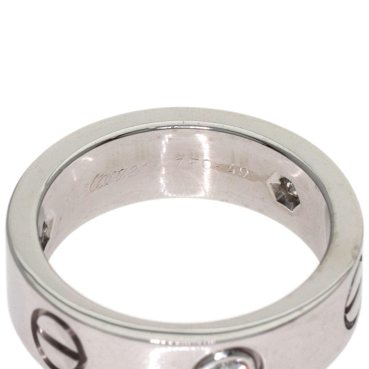 CARTIER love ring 3P Diamond #49 Ring K18 White Gold Ladies [Used]