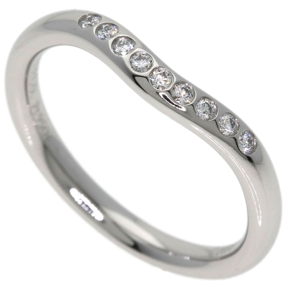 TIFFANY&Co. Curved band Diamond Ring Platinum PT950 Ladies [Used]