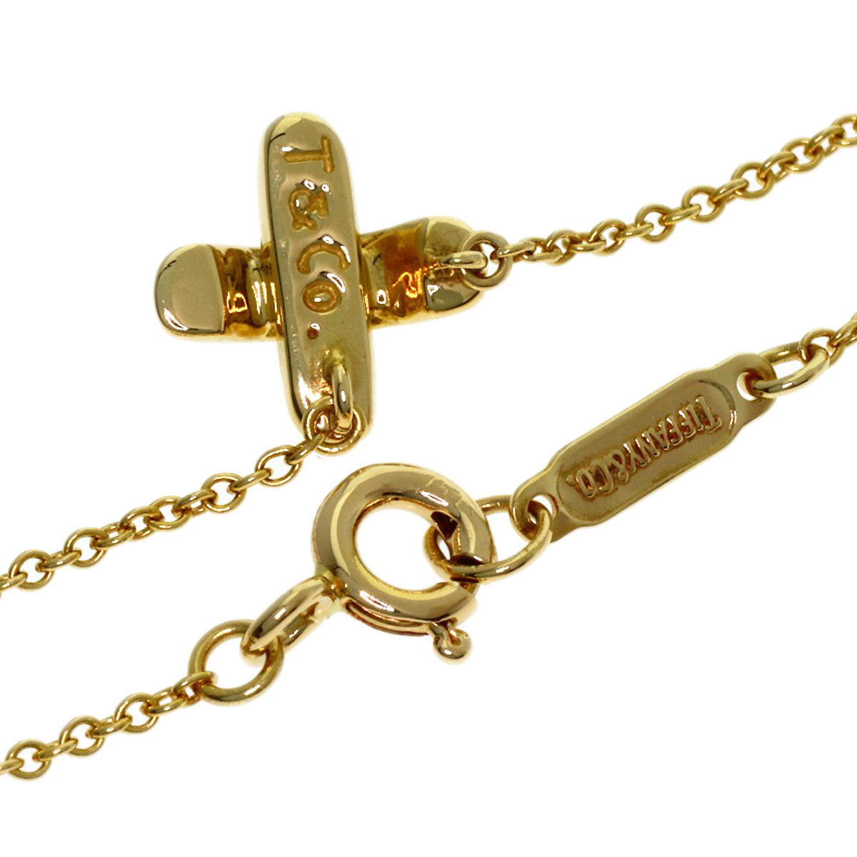 TIFFANY&Co. Cross-stitch Necklace K18 Yellow Gold Ladies [Used]