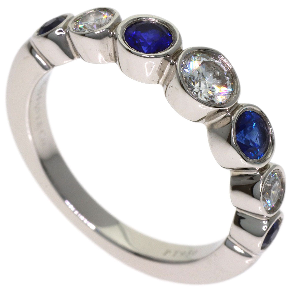TIFFANY&Co. Jazz Graduated Diamond Sapphire Ring Platinum PT950 Ladies [Used]