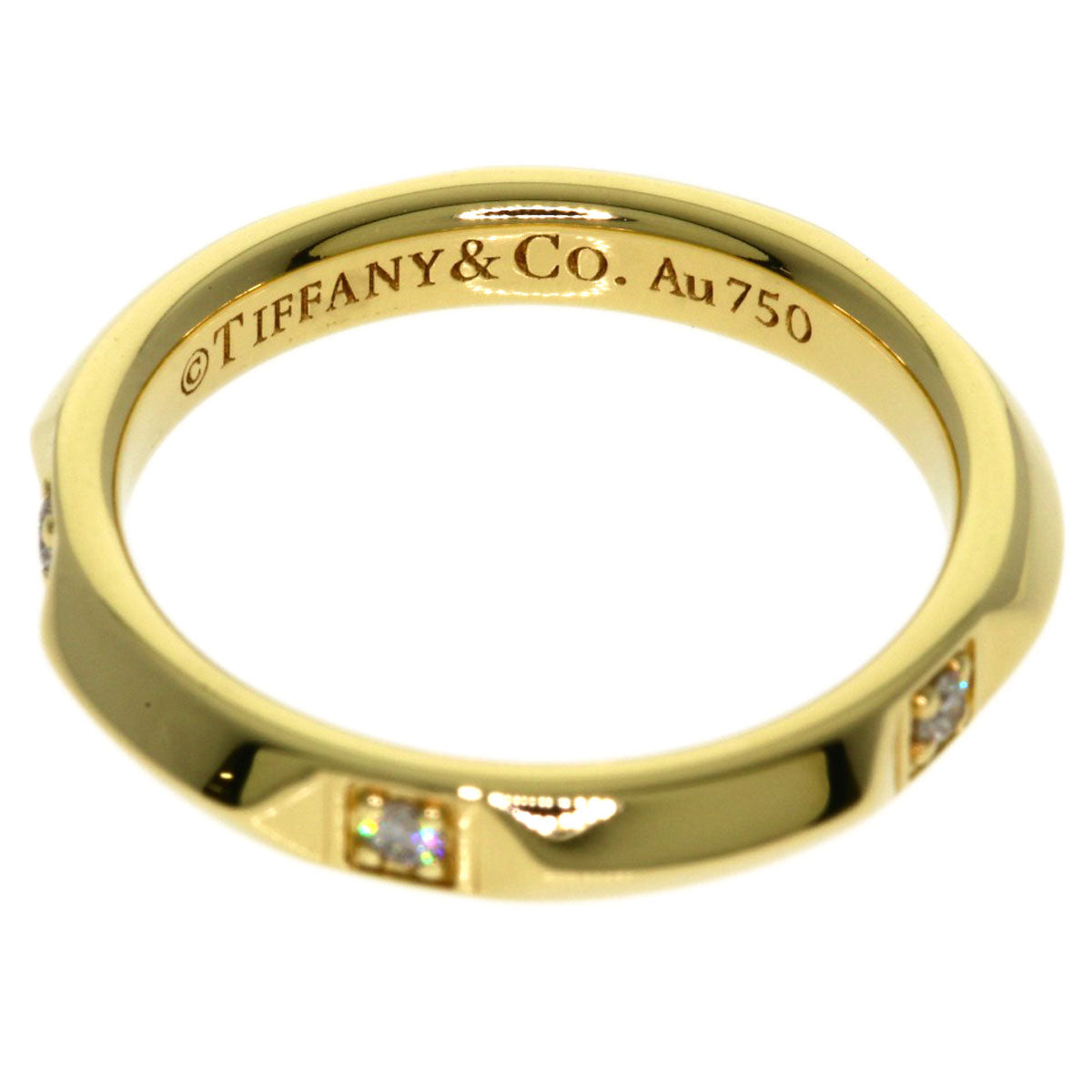 TIFFANY&Co. True Band 5P Diamond Ring K18 Yellow Gold Ladies [Used]