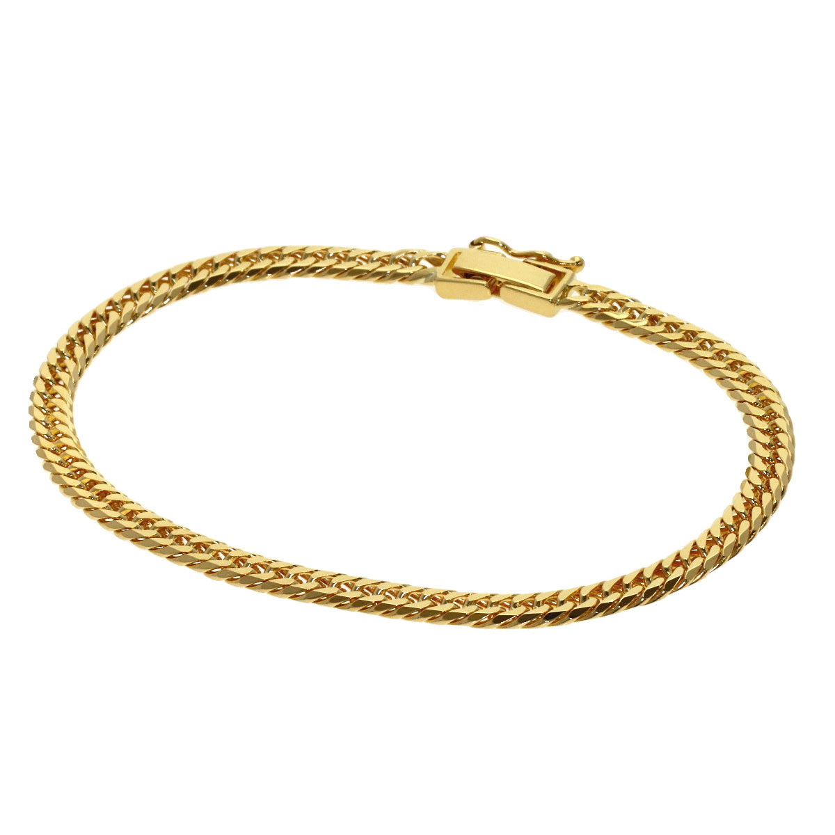 Curb chain Kihei W6 side Bracelet K18 Yellow Gold 10.2g　Ladies