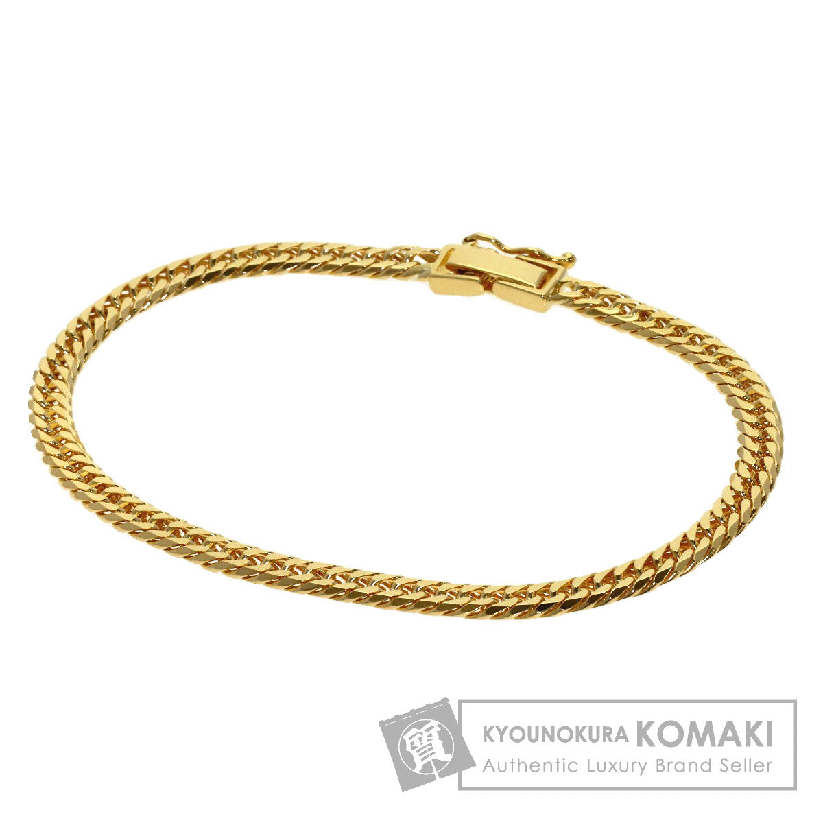 Curb chain Kihei W6 side Bracelet K18 Yellow Gold 10.2g　Ladies