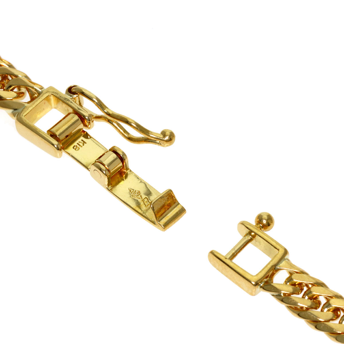 Curb chain Kihei W6 side Bracelet K18 Yellow Gold 10.2g　Ladies