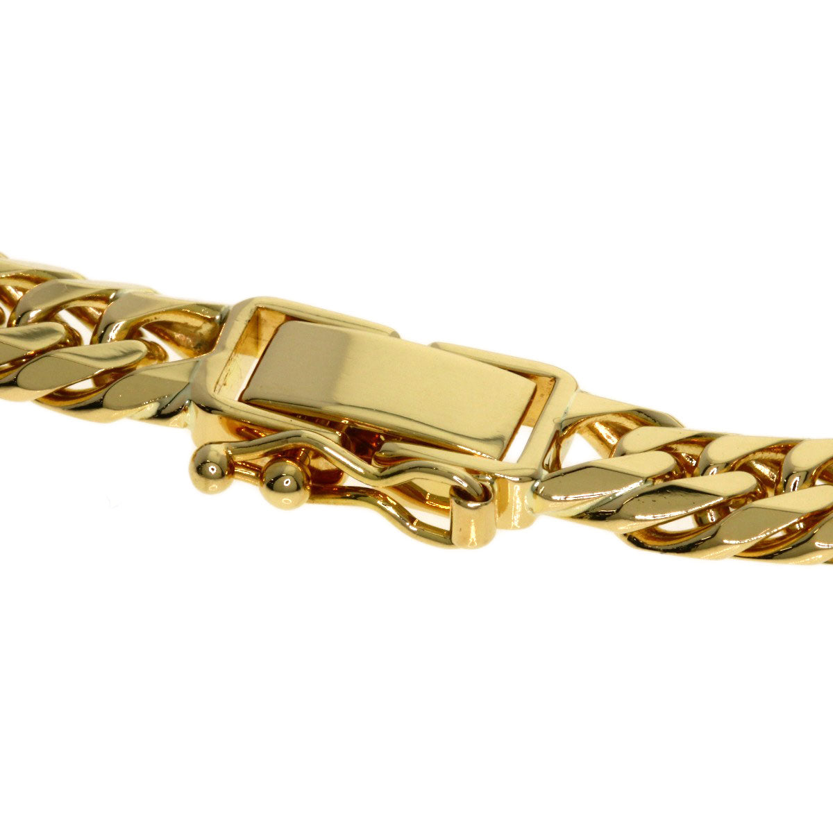 Curb chain Kihei W6 side Bracelet K18 Yellow Gold 20g　mens