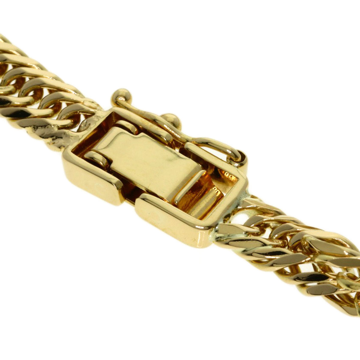 Curb chain, triple 8-sided. Bracelet K18 Yellow Gold 10.4g　mens