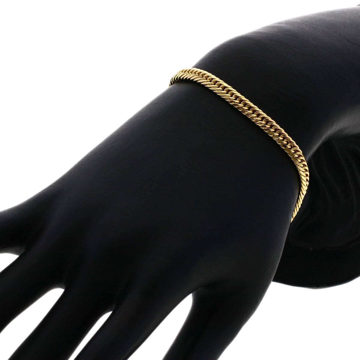 Curb chain, triple 8-sided. Bracelet K18 Yellow Gold 10.4g　mens