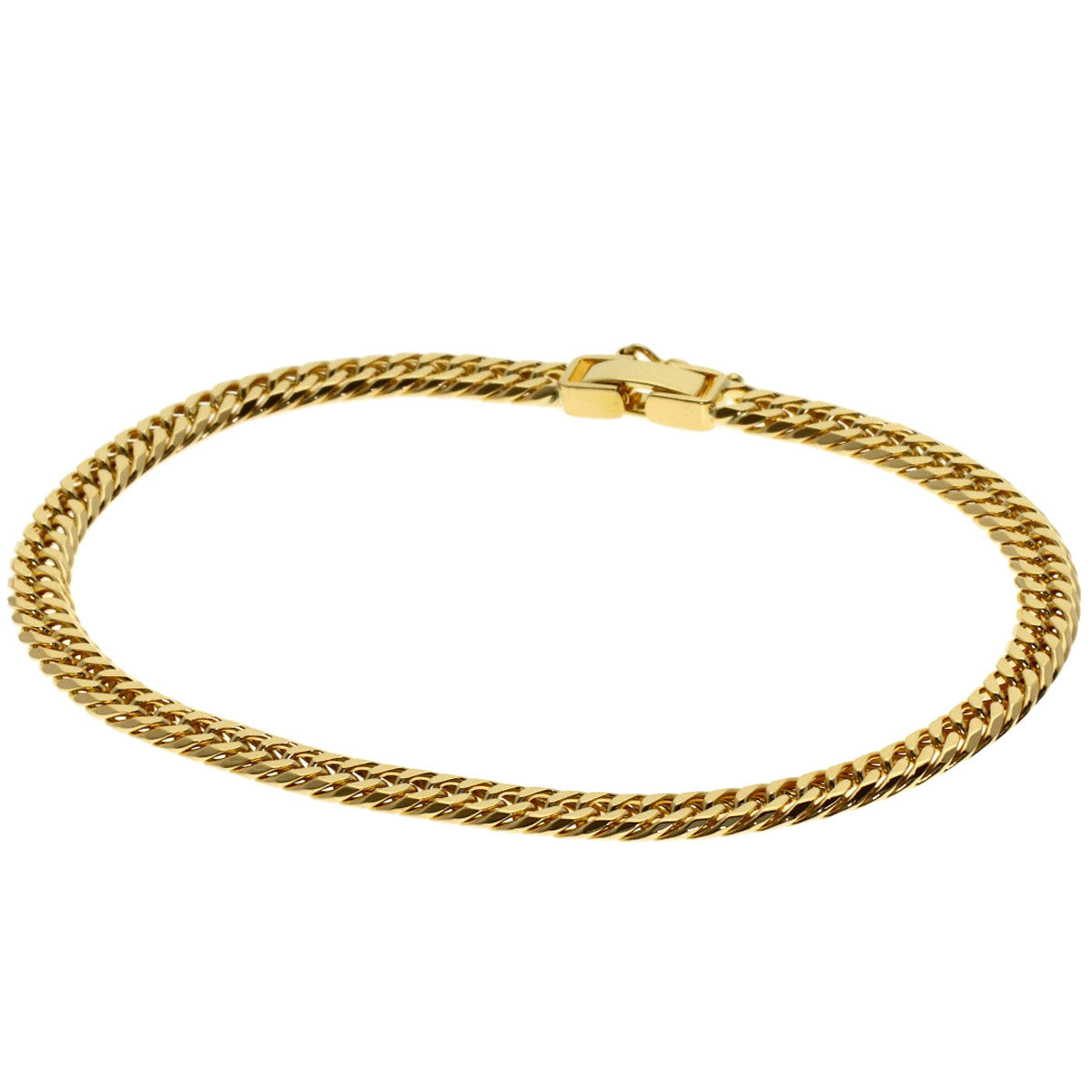 Curb chain Kihei W6 side Bracelet K18 Yellow Gold 10g　Ladies
