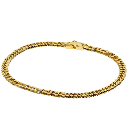 Curb chain Kihei W6 side Bracelet K18 Yellow Gold 10g　Ladies