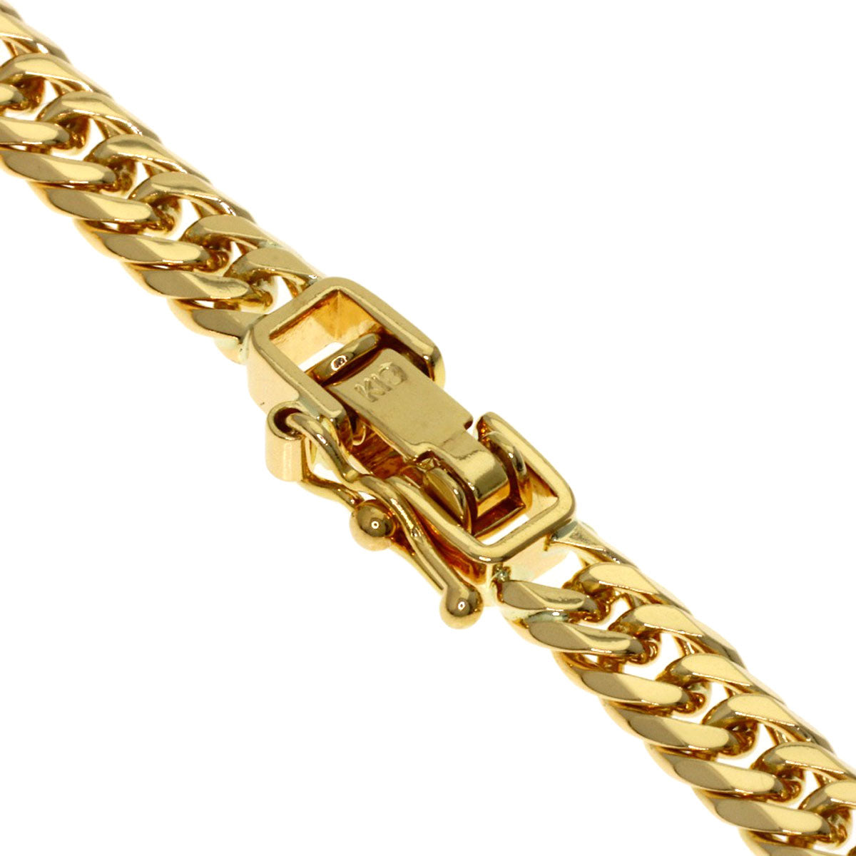Curb chain Kihei W6 side Bracelet K18 Yellow Gold 10g　Ladies