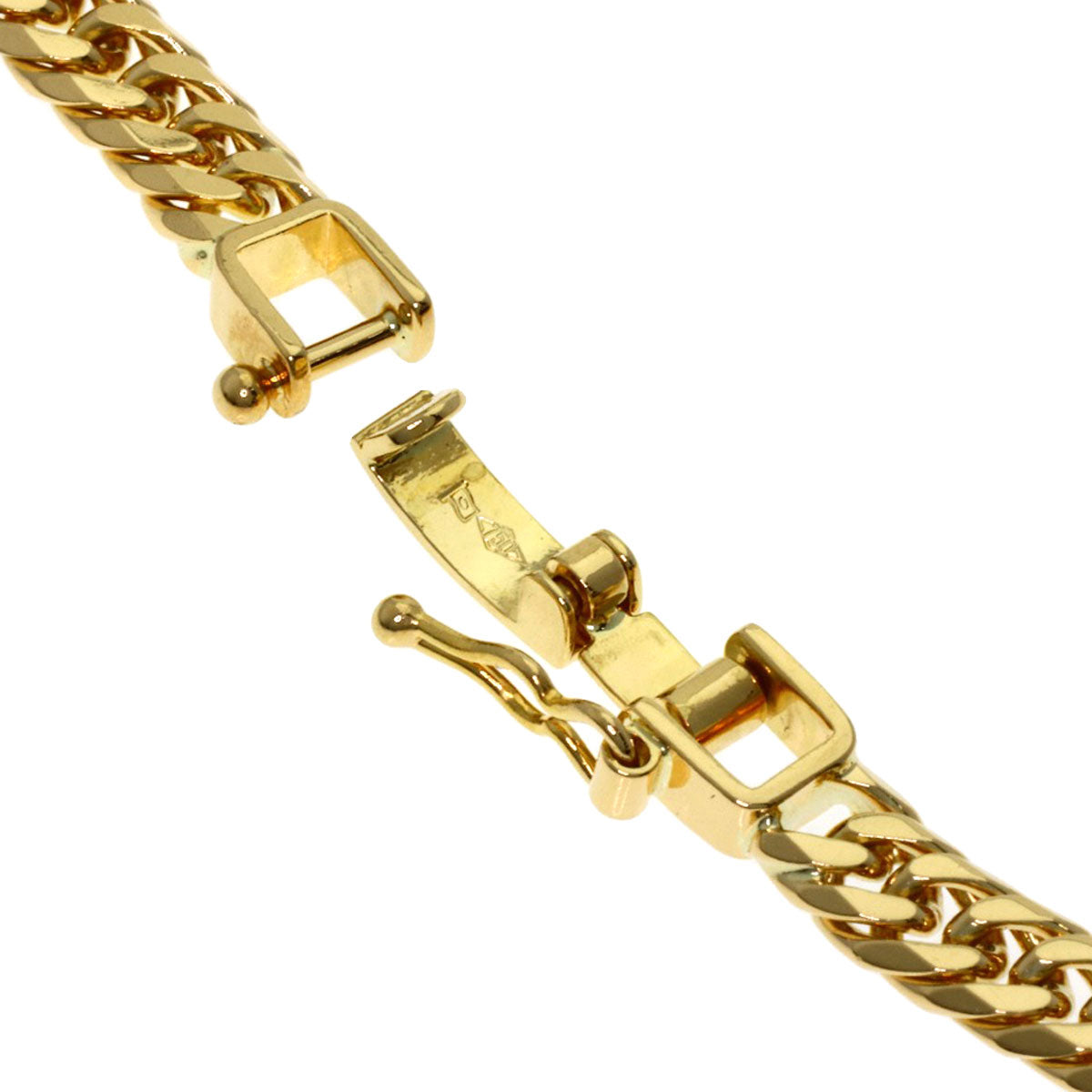 Curb chain Kihei W6 side Bracelet K18 Yellow Gold 10g　Ladies