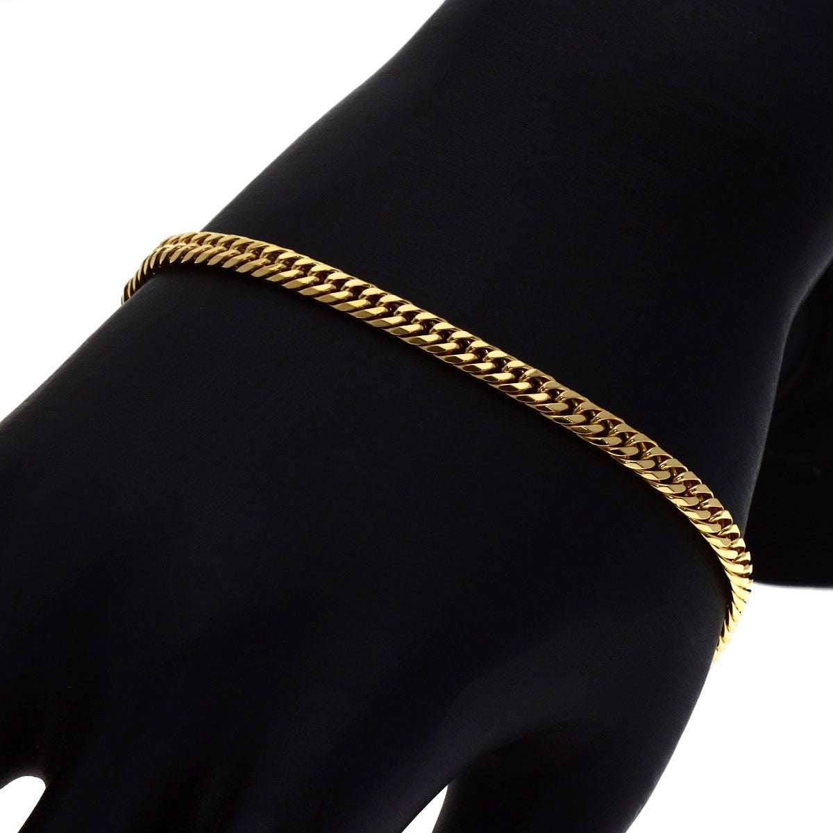 Curb chain Kihei W6 side Bracelet K18 Yellow Gold 10g　Ladies