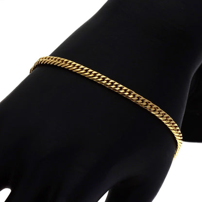 Curb chain Kihei W6 side Bracelet K18 Yellow Gold 10g　Ladies