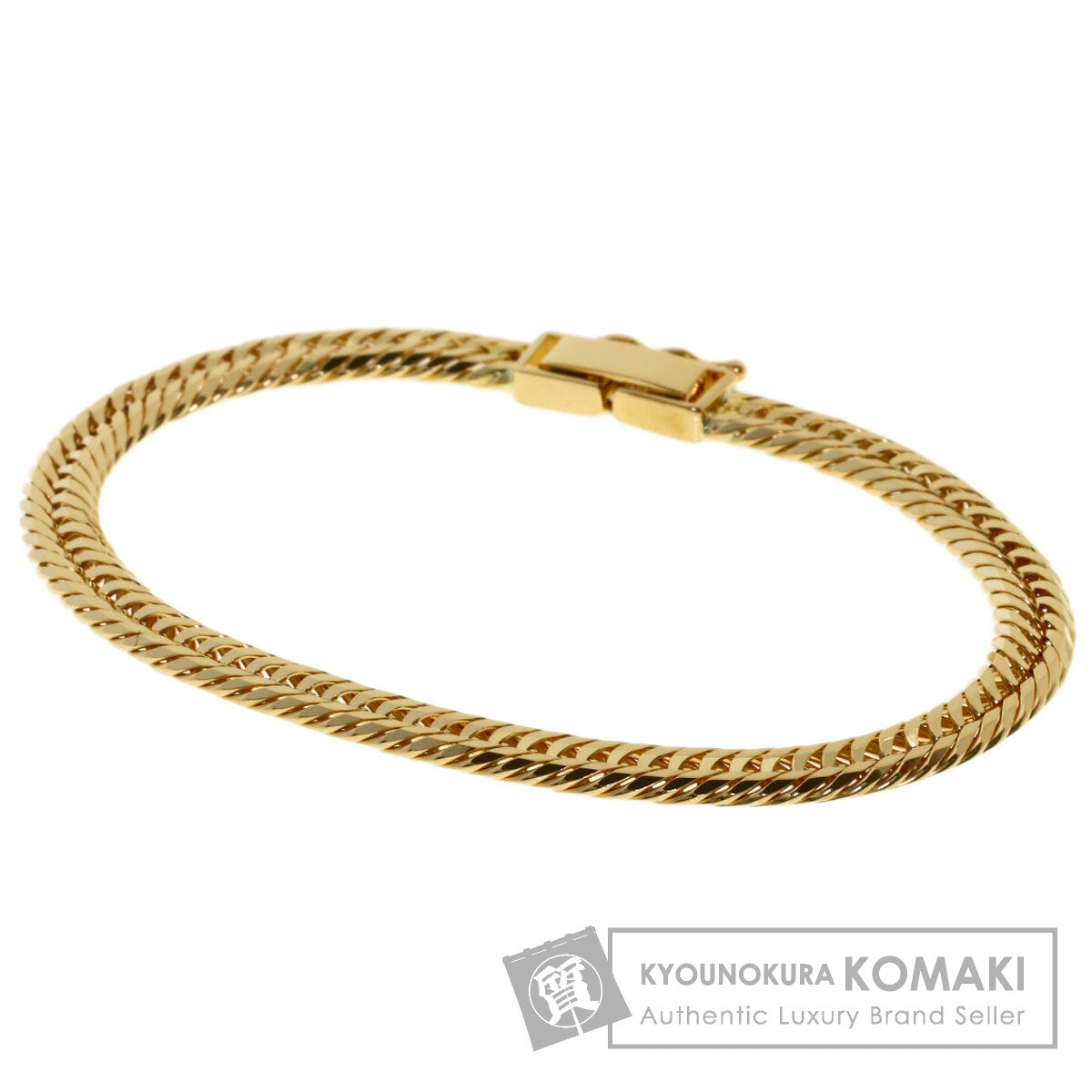 Curb chain, triple 8-sided. Bracelet K18 Yellow Gold 10.8g　mens