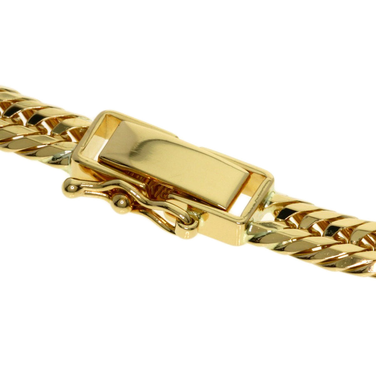 Curb chain, triple 8-sided. Bracelet K18 Yellow Gold 10.8g　mens
