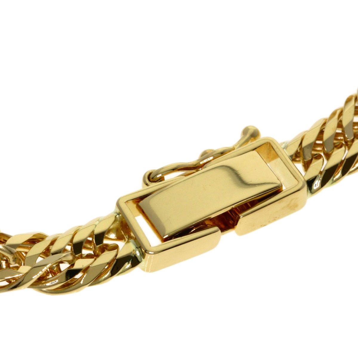 Curb chain, triple 8-sided. Bracelet K18 Yellow Gold 10.8g　mens