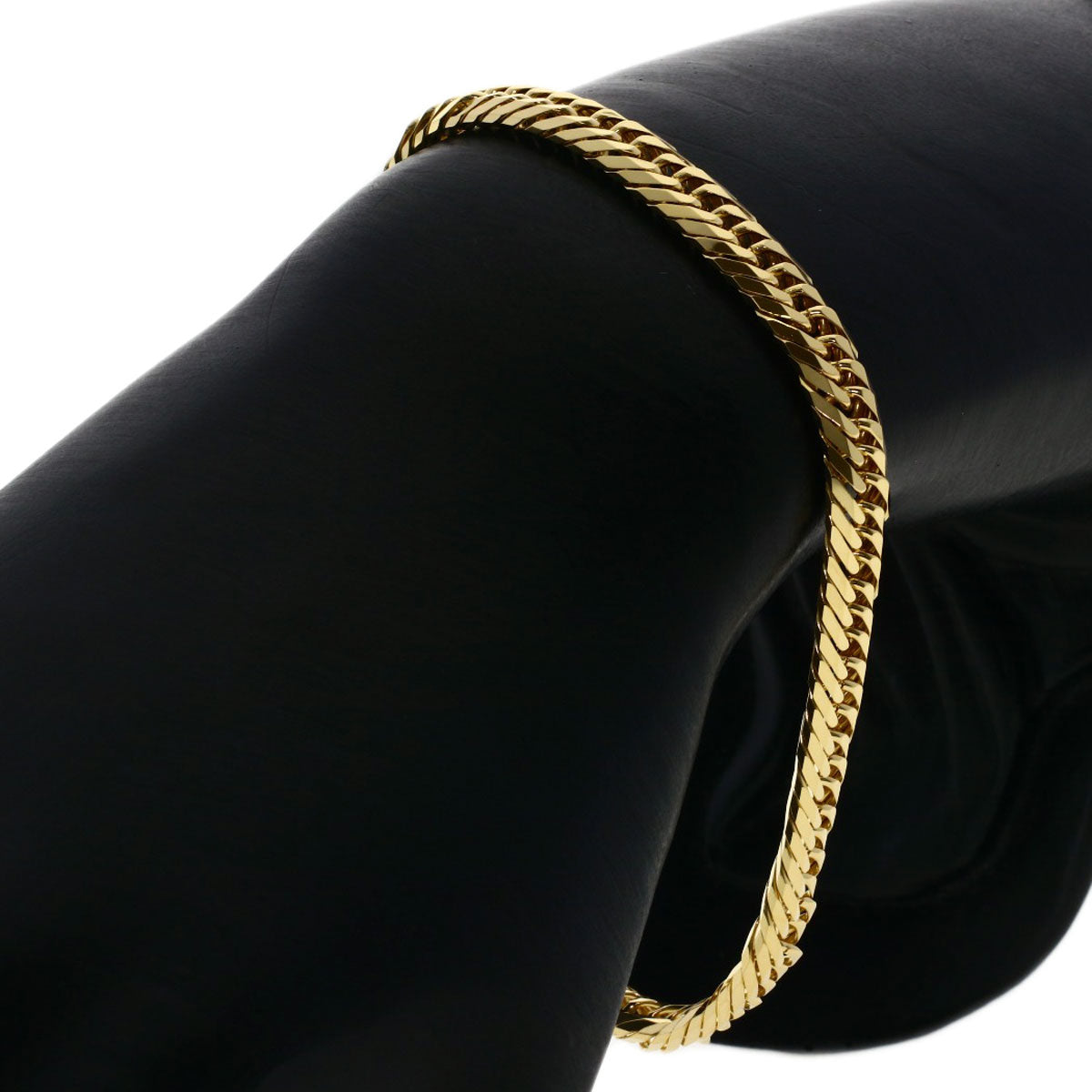 Curb chain, triple 10-sided. Bracelet K18 Yellow Gold 20g　mens