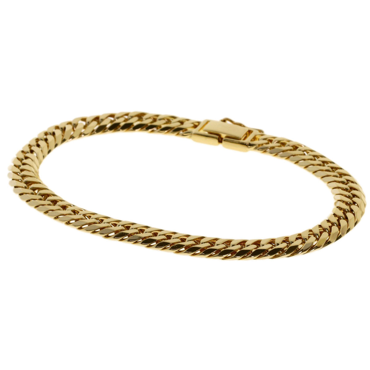 Curb chain Kihei W6 side Bracelet K18 Yellow Gold 20.4g　mens