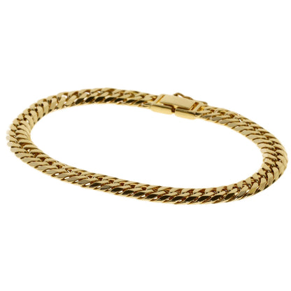 Curb chain Kihei W6 side Bracelet K18 Yellow Gold 20.4g　mens