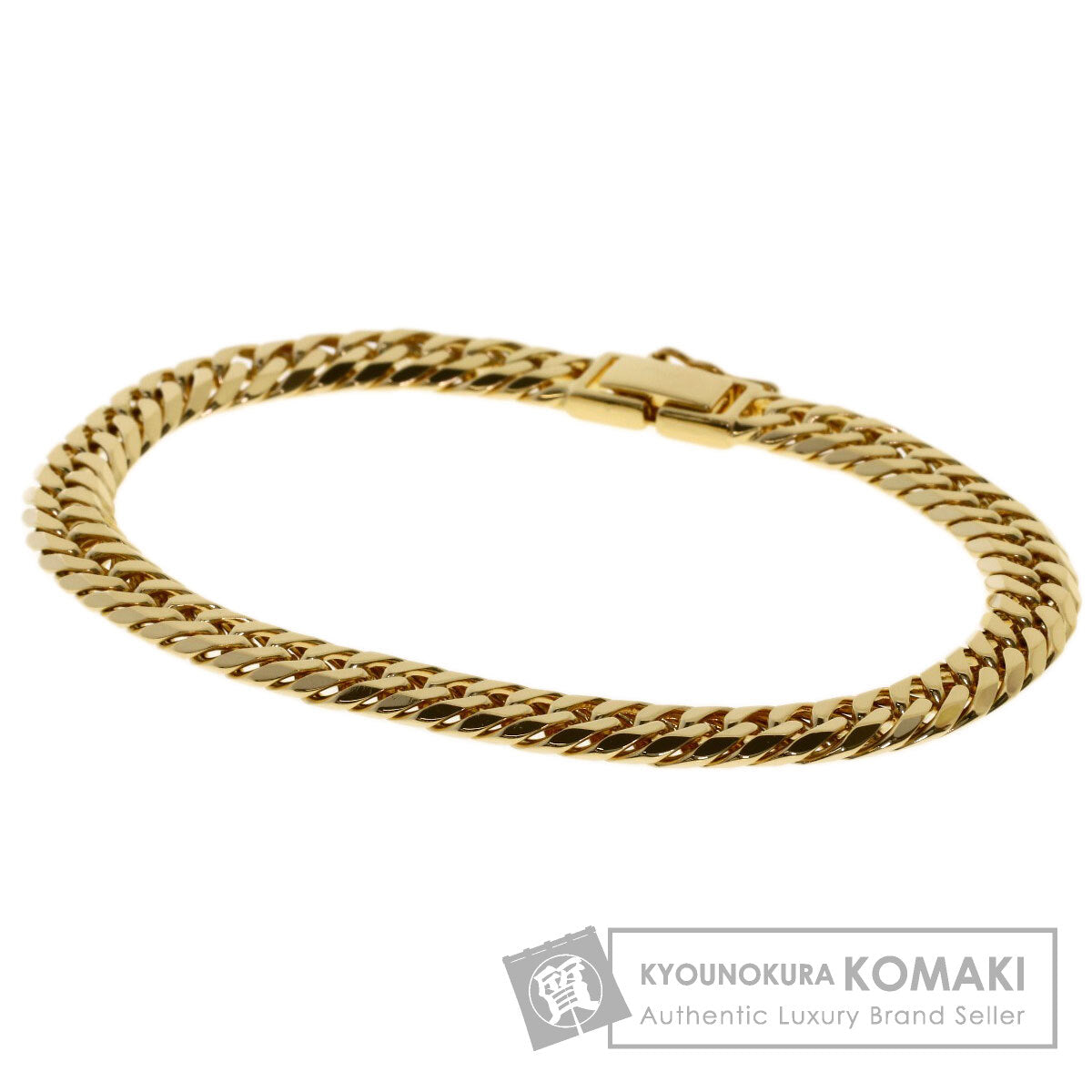 Curb chain Kihei W6 side Bracelet K18 Yellow Gold 20.4g　mens