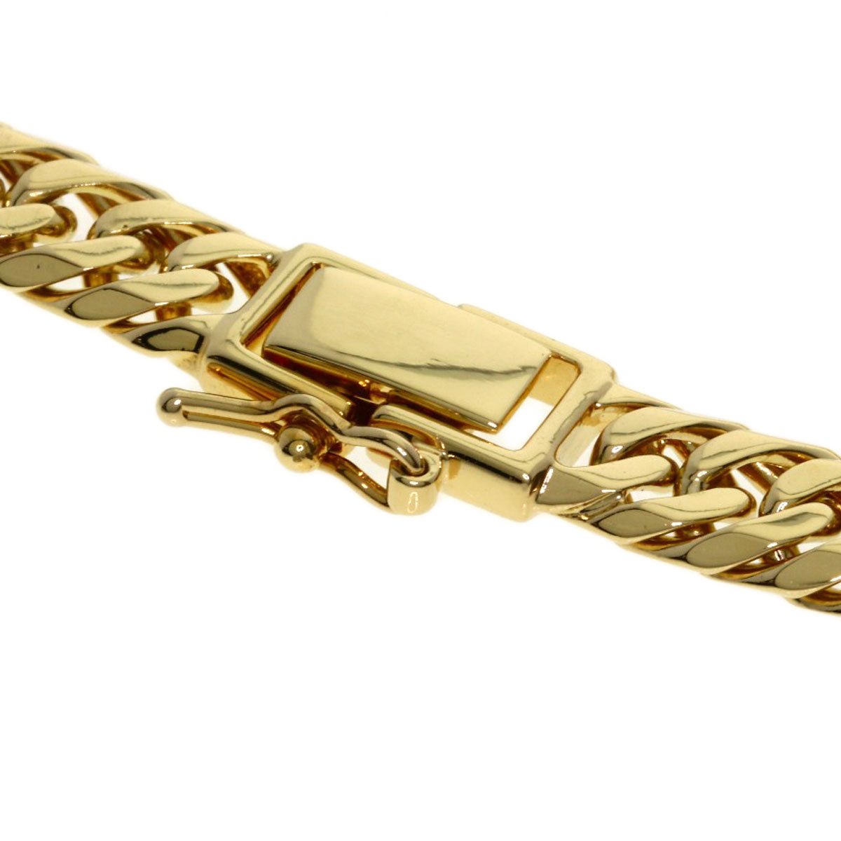 Curb chain Kihei W6 side Bracelet K18 Yellow Gold 20.4g　mens