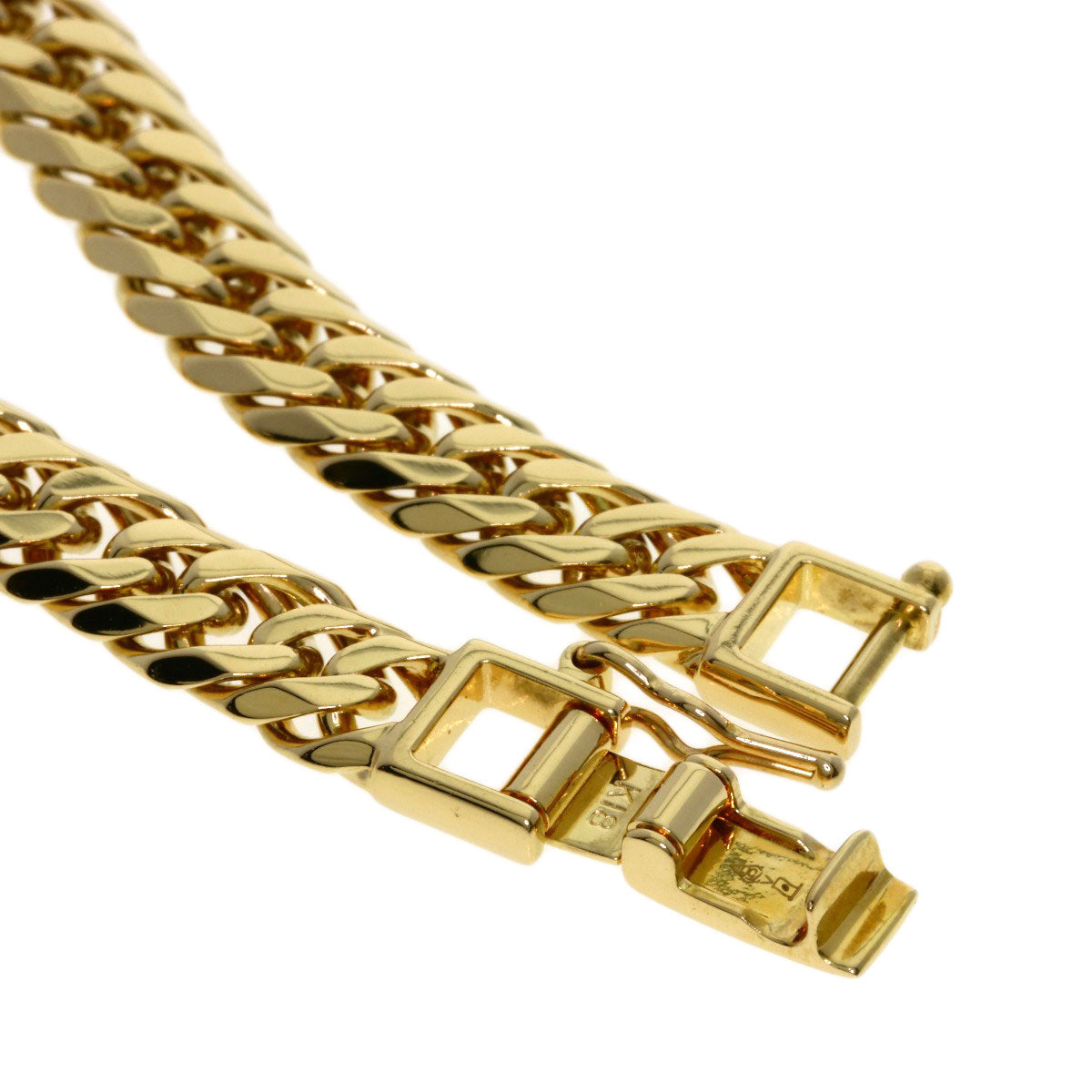 Curb chain Kihei W6 side Bracelet K18 Yellow Gold 20.4g　mens